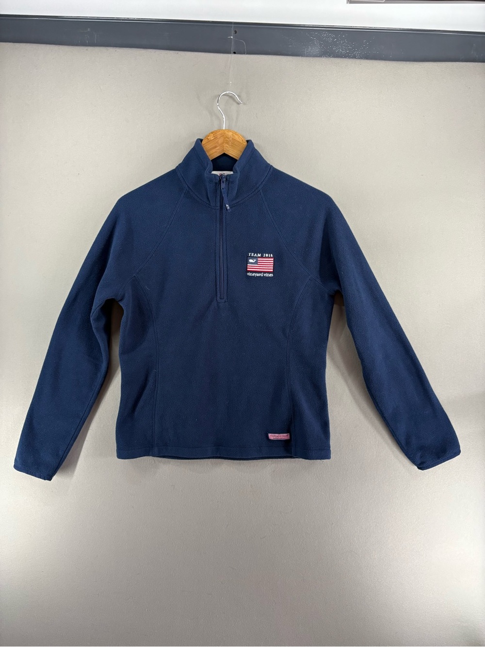Vineyard Vines Women Team USA 2018 Harbor Fleece Pullover Small Navy Quarter Zip